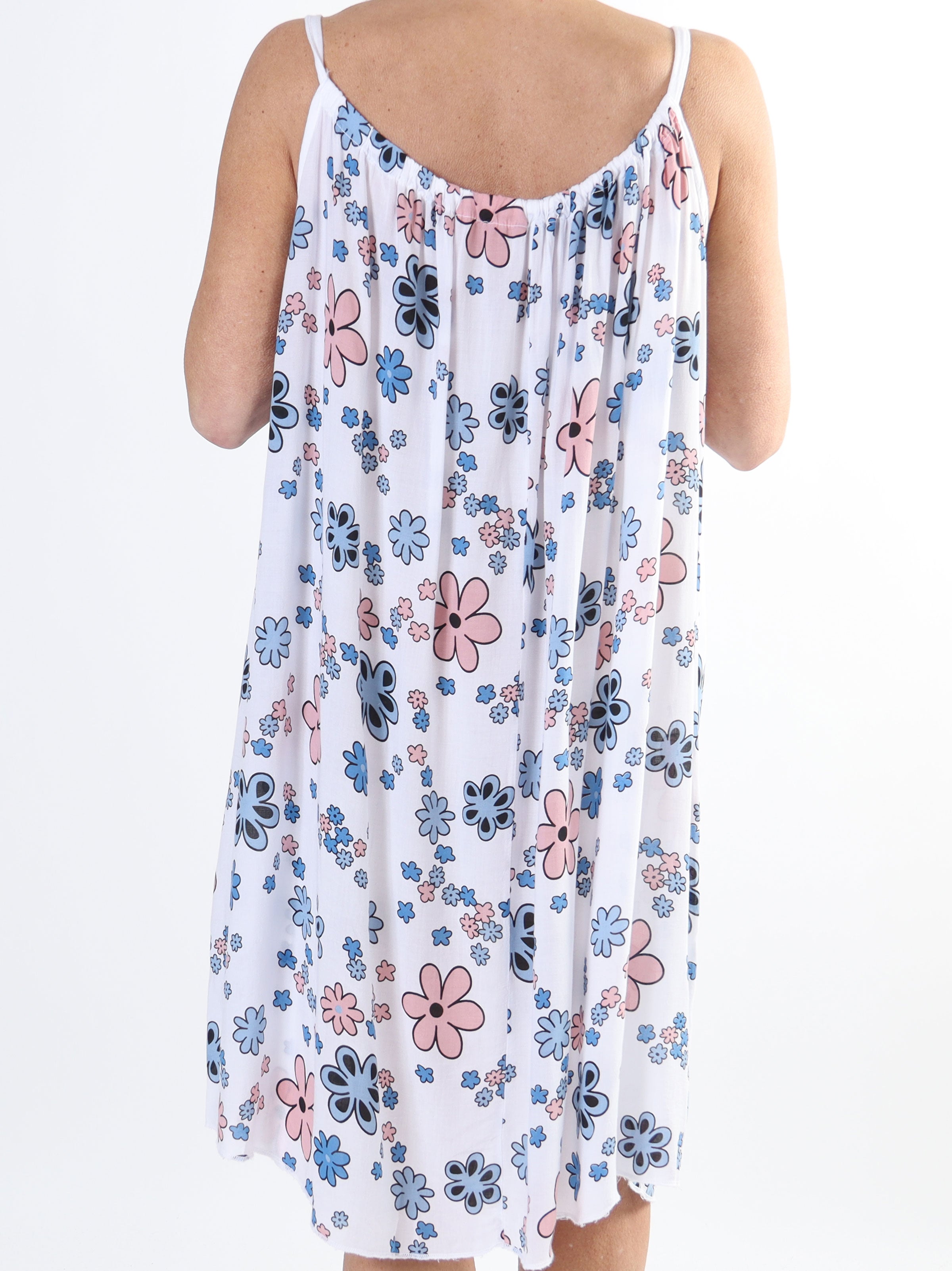 Sunshines Flower - Lätt viskosklänning med blommönster i stora storlekar